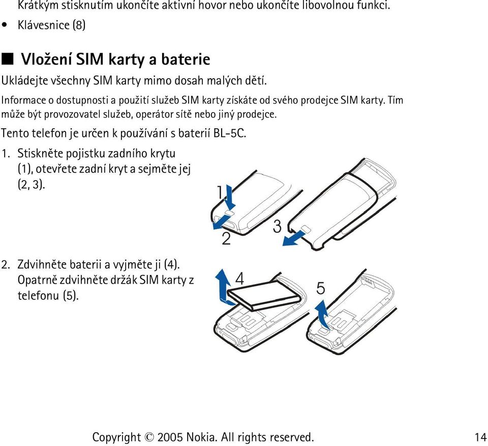 Informace o dostupnosti a pou¾ití slu¾eb SIM karty získáte od svého prodejce SIM karty.