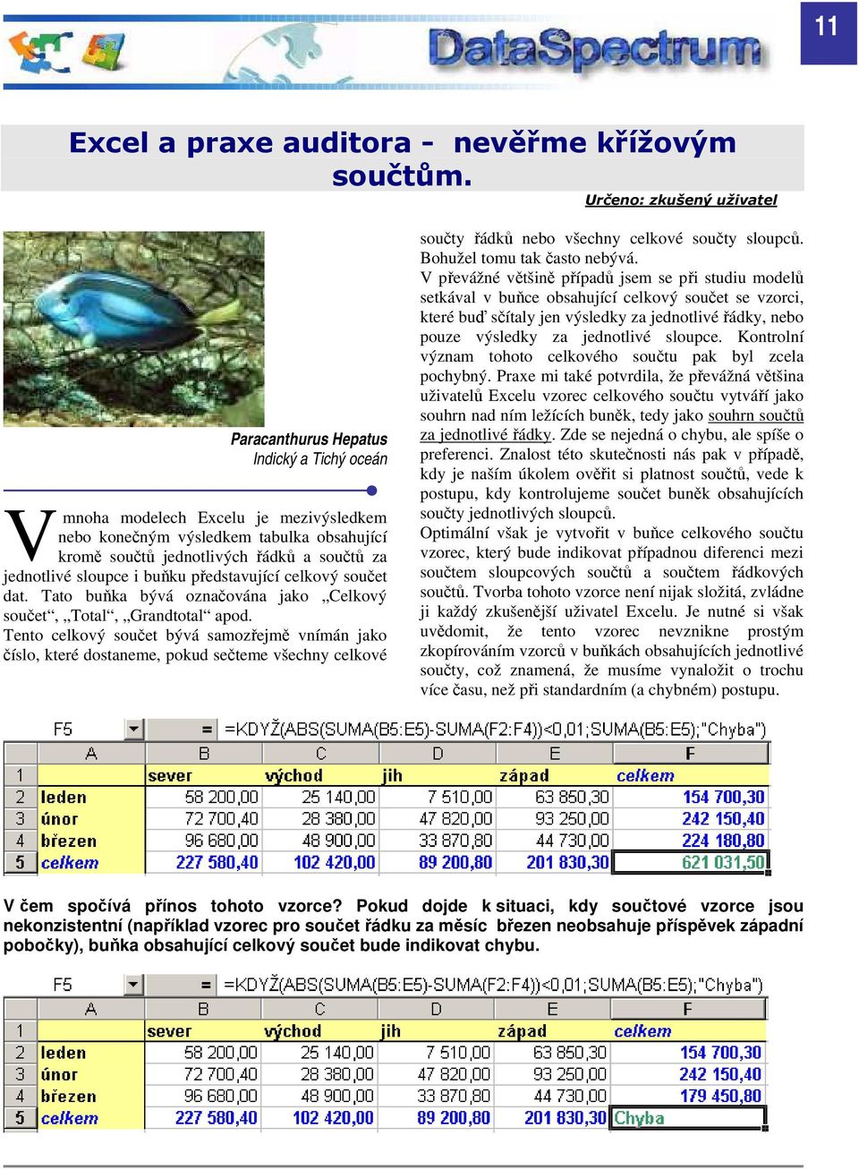 jednotlivé sloupce i buňku představující celkový součet dat. Tato buňka bývá označována jako Celkový součet, Total, Grandtotal apod.