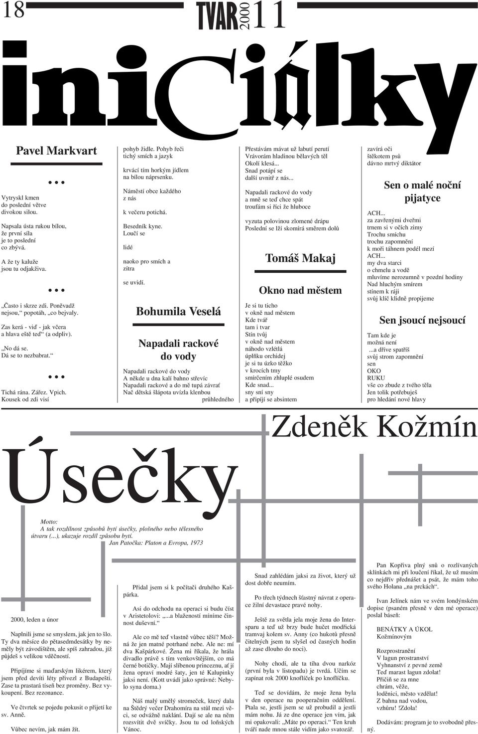 Pohyb řeči tichý smích a jazyk krvácí tím horkým jídlem na bílou náprsenku. Náměstí obce každého z nás k večeru potichá. Besedník kyne. Loučí se lidé naoko pro smích a zítra se uvidí.