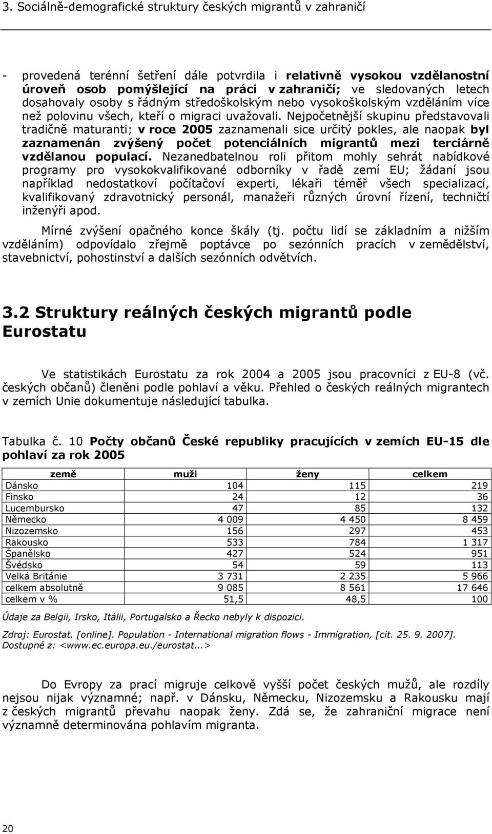 Nejpočetnější skupinu představovali tradičně maturanti; v roce 2005 zaznamenali sice určitý pokles, ale naopak byl zaznamenán zvýšený počet potenciálních migrantů mezi terciárně vzdělanou populací.