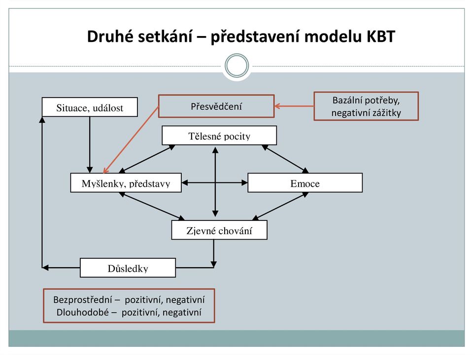 zážitky Myšlenky, představy Emoce Zjevné chování Důsledky