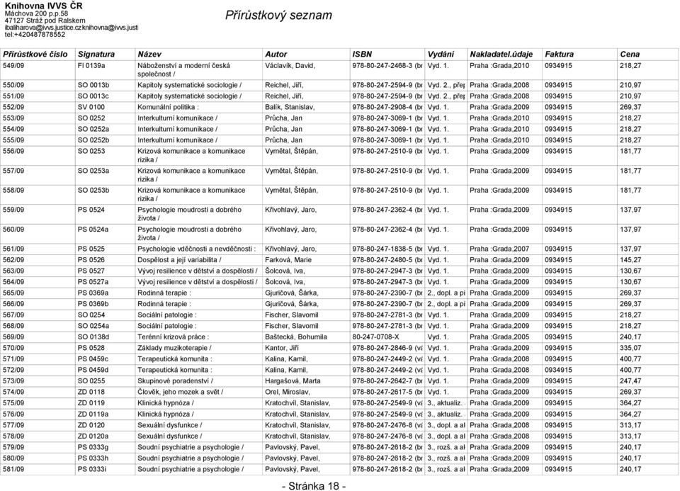 , :Grada,2008 V Publishing 0934915 1. 210,97 551/09 SO 0013c Kapitoly systematické sociologie / Reichel, Jiří, 978-80-247-2594-9 (brož.) Vyd. 2., přeprac. Praha a dopl.