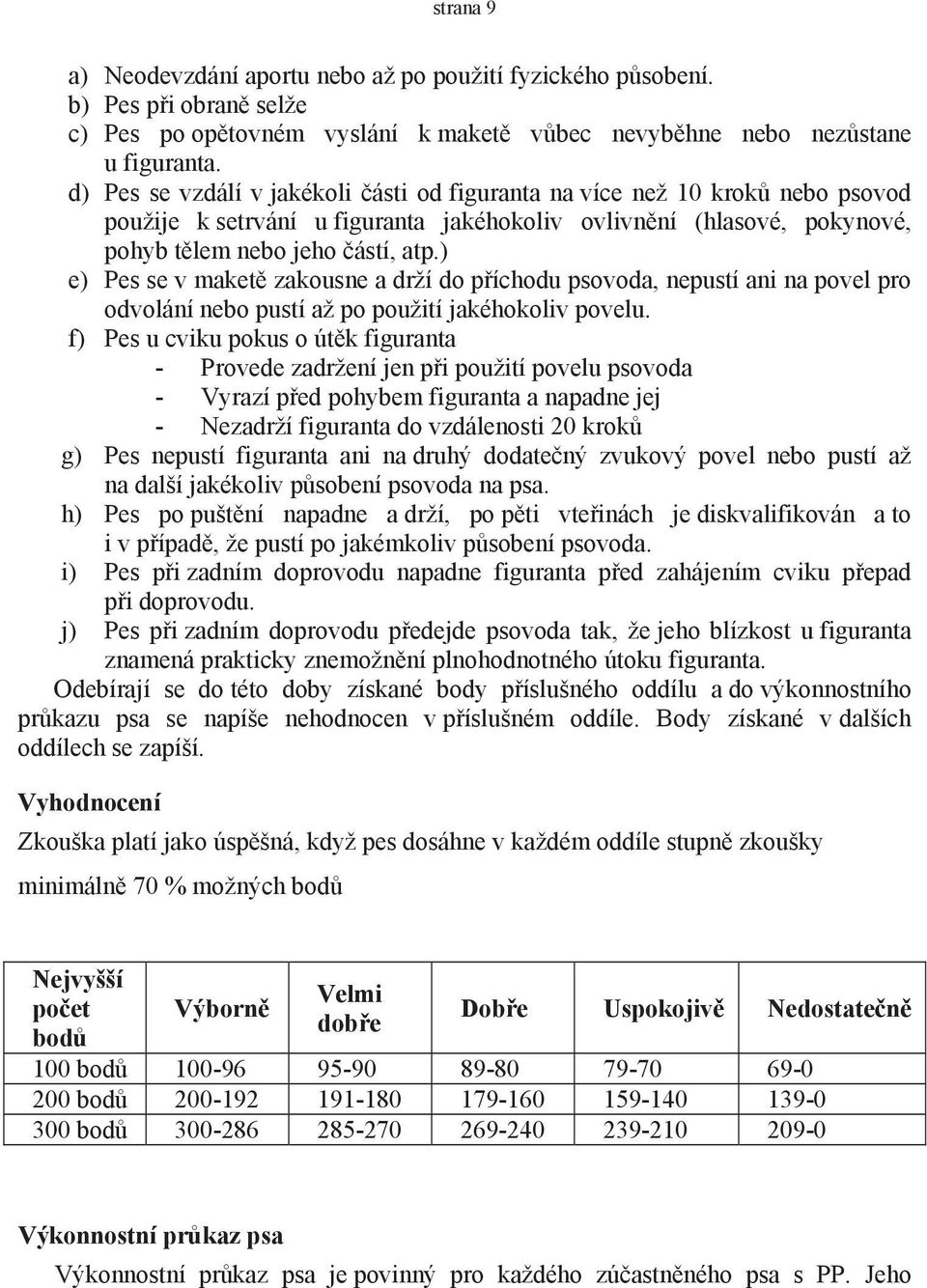 ) e) Pes se v maketě zakousne a drží do příchodu psovoda, nepustí ani na povel pro odvolání nebo pustí až po použití jakéhokoliv povelu.