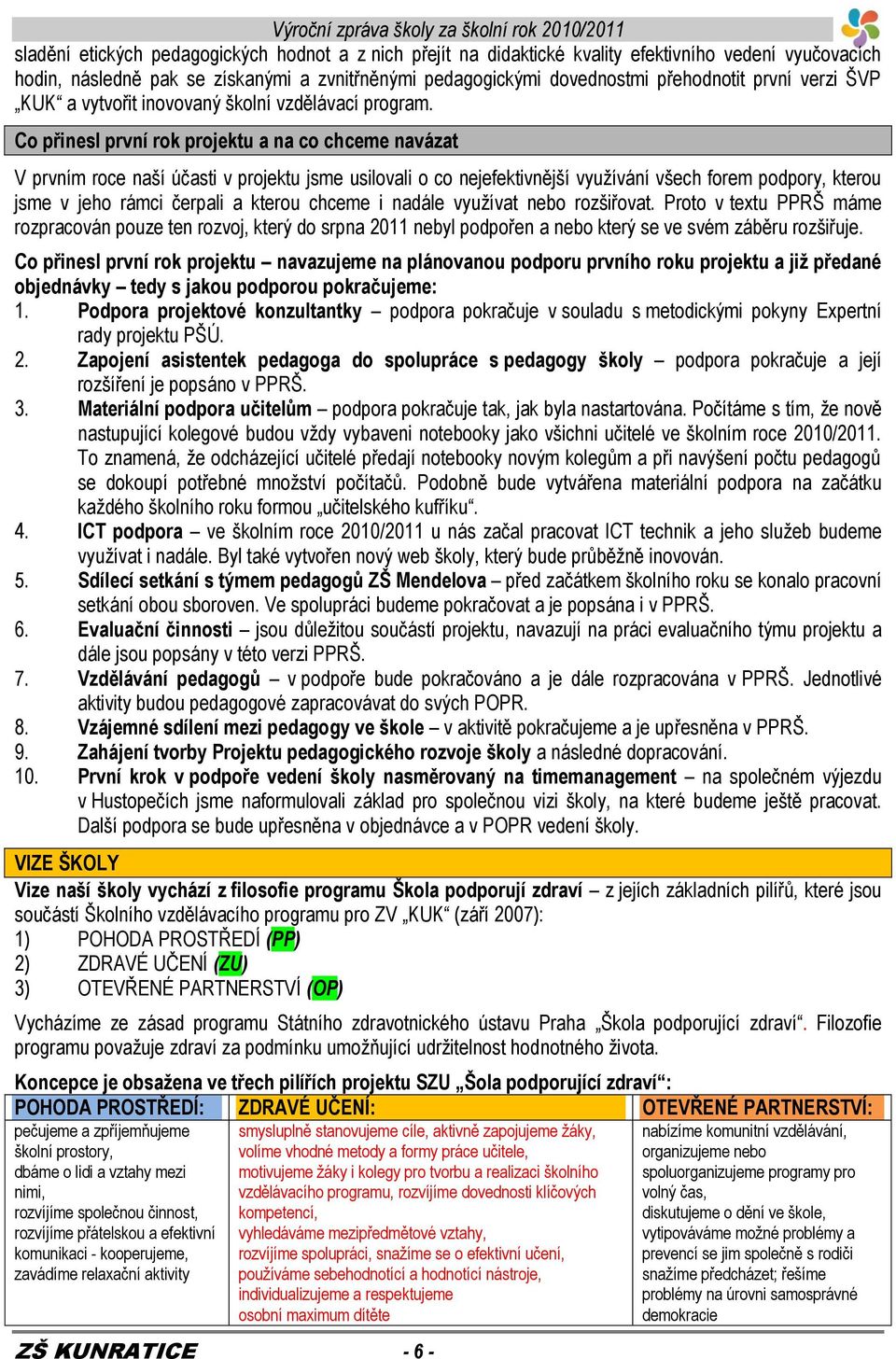 Co přinesl první rok projektu a na co chceme navázat V prvním roce naší účasti v projektu jsme usilovali o co nejefektivnější využívání všech forem podpory, kterou jsme v jeho rámci čerpali a kterou