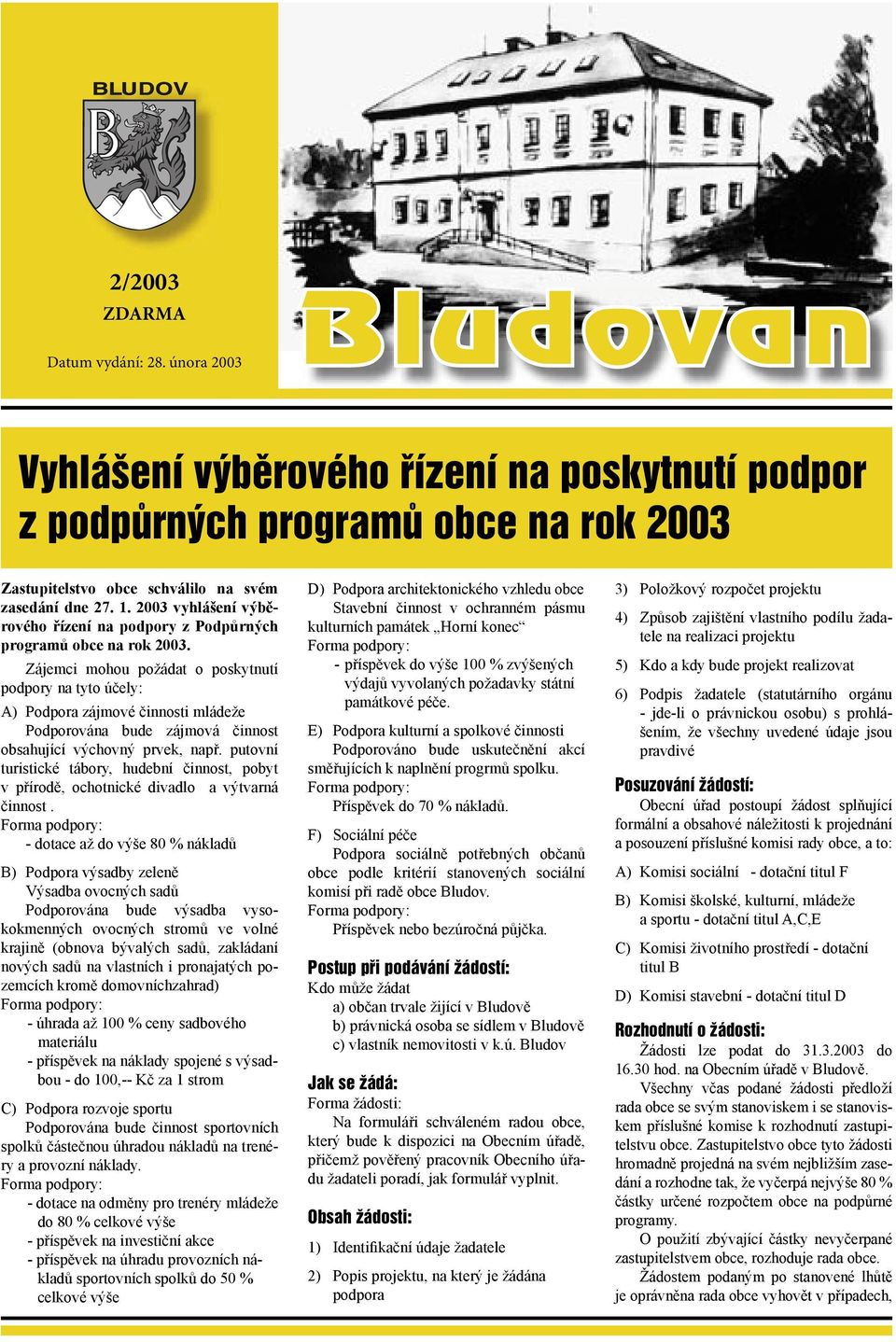 Zájemci mohou požádat o poskytnutí podpory na tyto účely: A) Podpora zájmové činnosti mládeže Podporována bude zájmová činnost obsahující výchovný prvek, např.