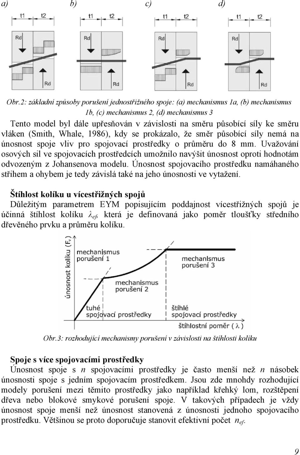 směru vláken (Smith, Whale, 1986), kdy se prokázalo, že směr působící síly nemá na únosnost spoje vliv pro spojovací prostředky o průměru do 8 mm.