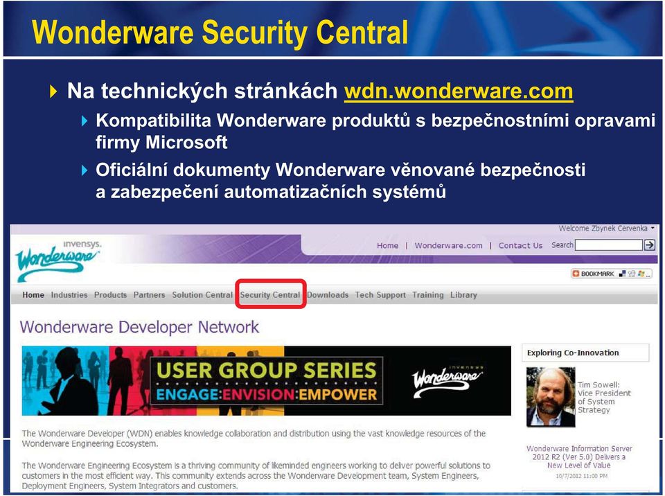 com Kompatibilita Wonderware produkt s bezpe nostními