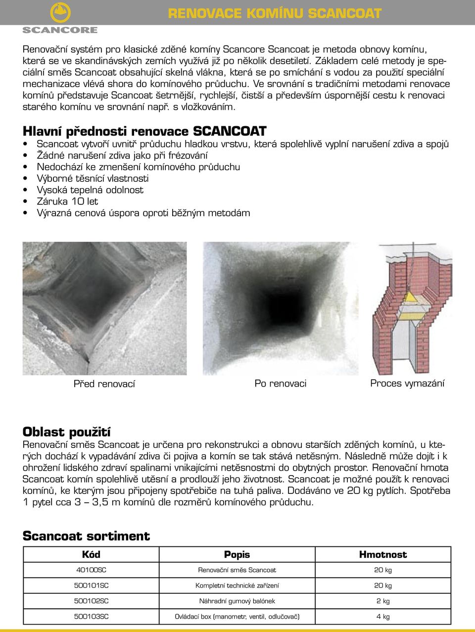 Ve srovnání s tradičními metodami renovace komínů představuje Scancoat šetrnější, rychlejší, čistší a především úspornější cestu k renovaci starého komínu ve srovnání např. s vložkováním.