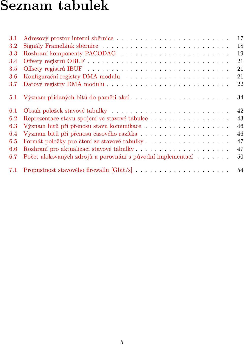 ......................... 22 5.1 Význam přidaných bitů do paměti akcí..................... 34 6.1 Obsah položek stavové tabulky......................... 42 6.