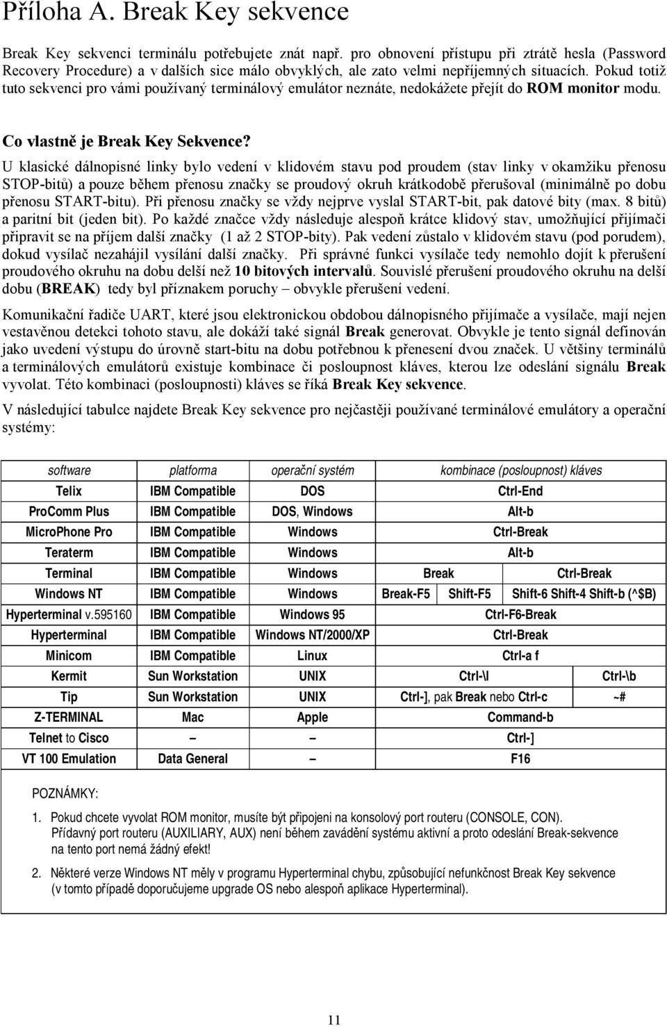 Pokud totiž tuto sekvenci pro vámi používaný terminálový emulátor neznáte, nedokážete přejít do ROM monitor modu. Co vlastně je Break Key Sekvence?