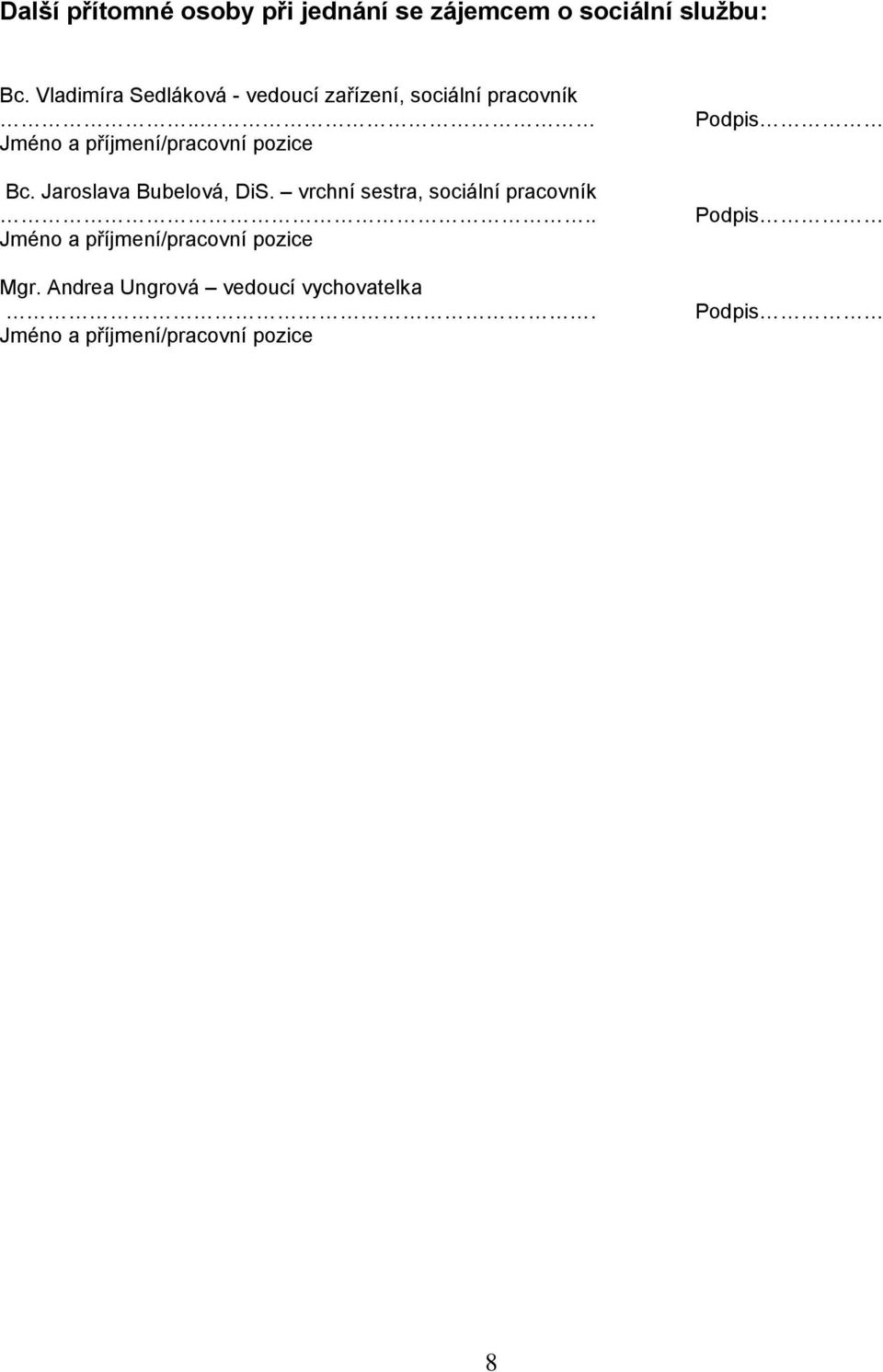 . Jméno a příjmení/pracovní pozice Bc. Jaroslava Bubelová, DiS.