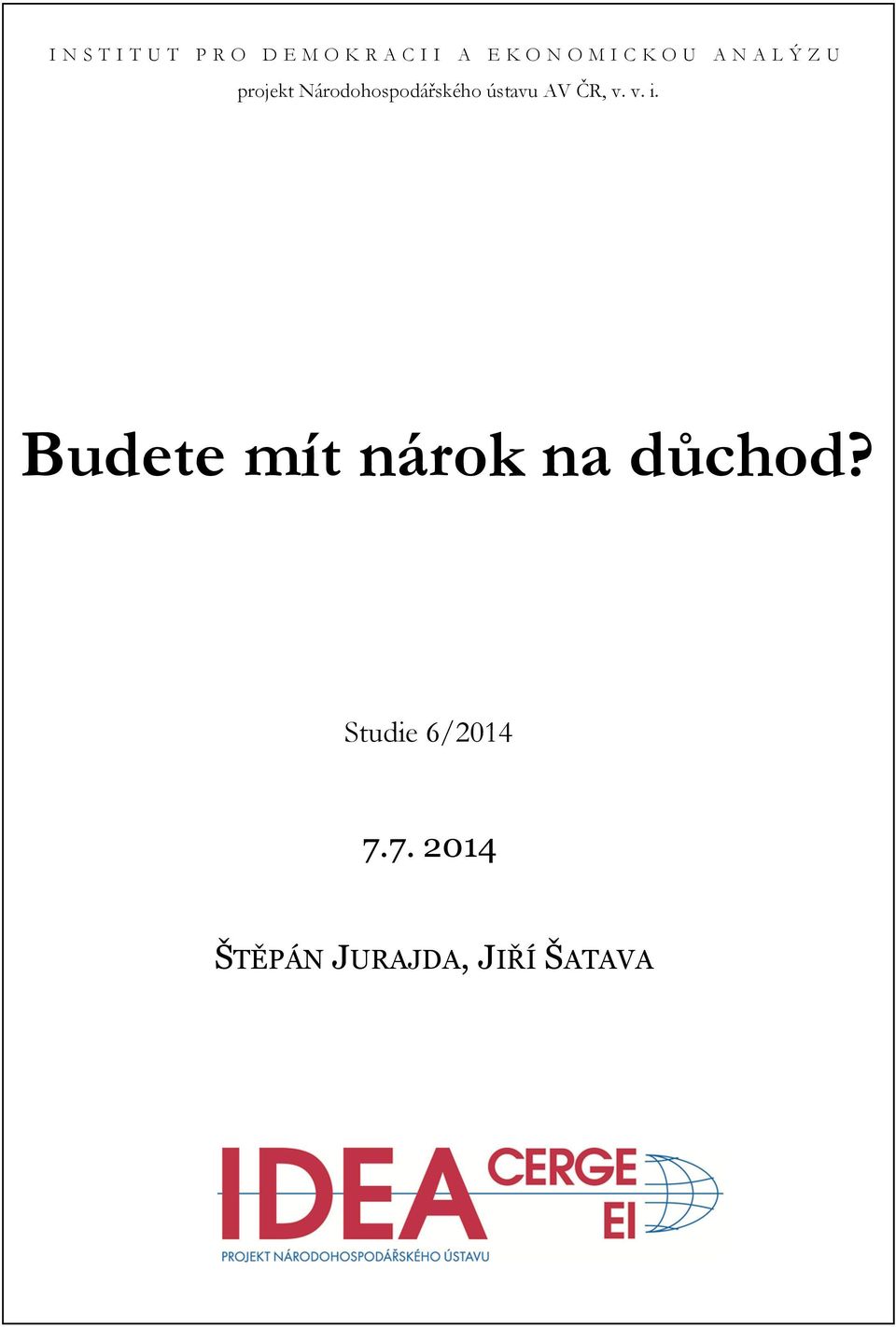 Národohospodářského ústavu AV ČR, v. v. i.