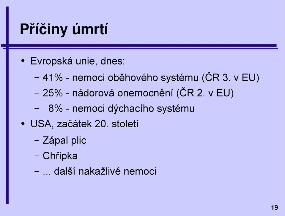 v EU) 25% - nádorová onemocnění (ČR 2.