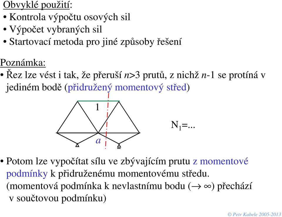 (přidružený momentový střed) 1 a N 1 =.