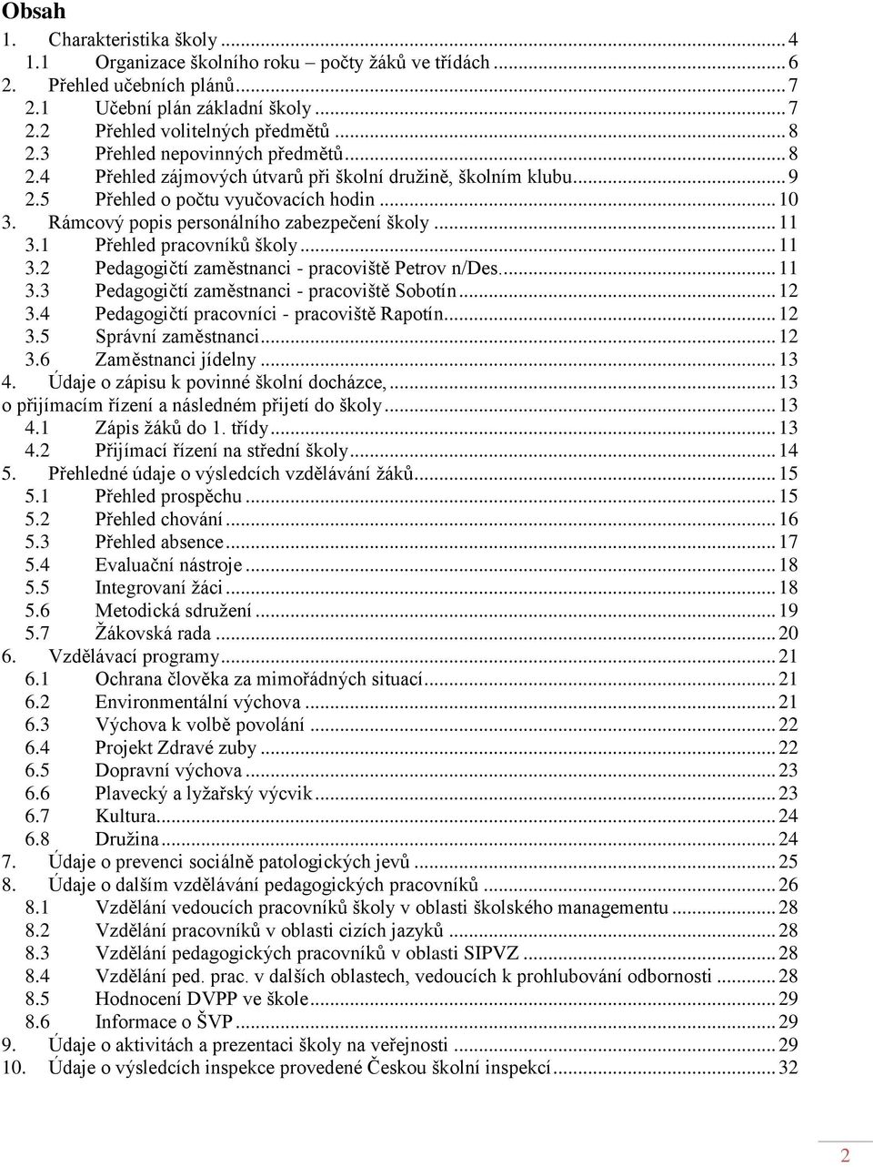 .. 11 3.1 Přehled pracovníků školy... 11 3.2 Pedagogičtí zaměstnanci - pracoviště Petrov n/des.... 11 3.3 Pedagogičtí zaměstnanci - pracoviště Sobotín... 12 3.