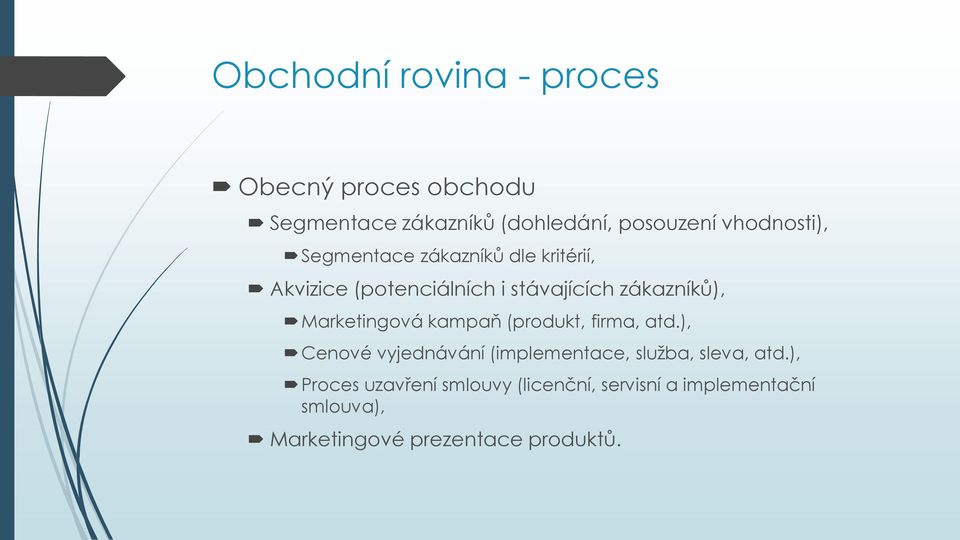 Marketingová kampaň (produkt, firma, atd.), Cenové vyjednávání (implementace, služba, sleva, atd.