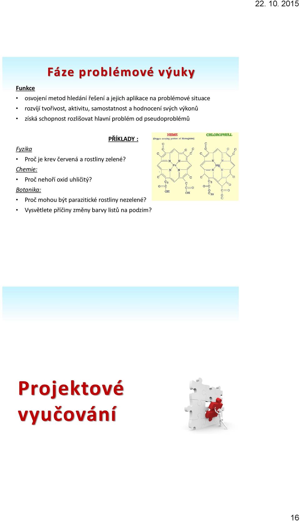 pseudoproblémů PŘÍKLADY : Fyzika Proč je krev červená a rostliny zelené? Chemie: Proč nehoří oxid uhličitý?