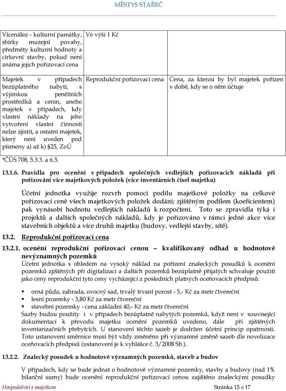 Reprodukční pořizovací cena Cena, za kterou by byl majetek pořízen v době, kdy se o něm účtuje *ČÚS 708, 5.3.3. a 6.