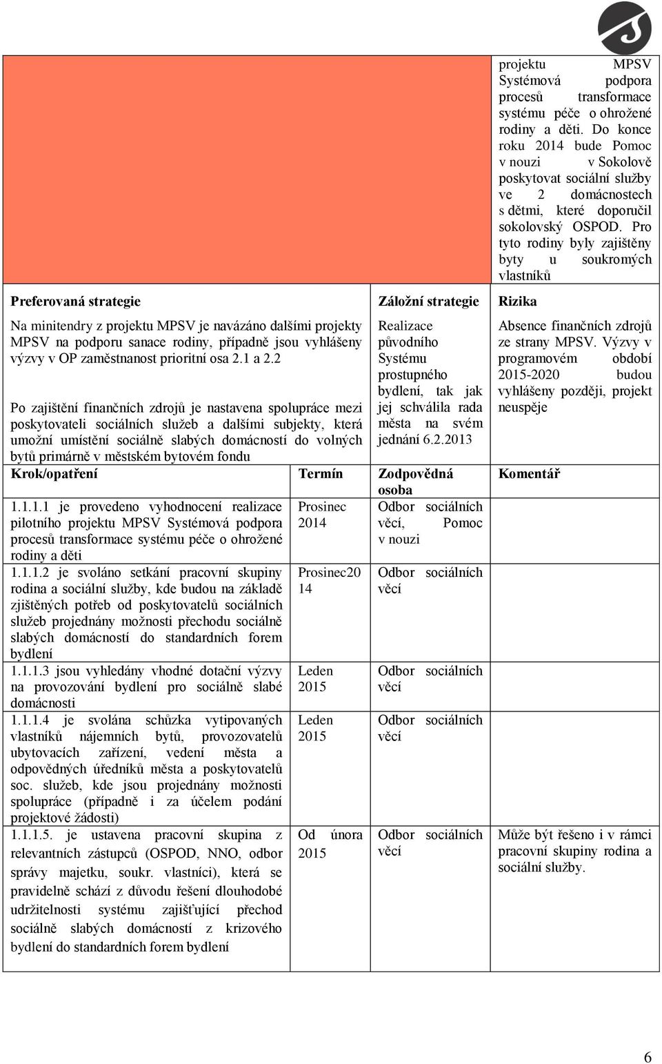 bytovém fondu Záložní strategie Realizace původního Systému prostupného bydlení, tak jak jej schválila rada města na svém jednání 6.2.2013