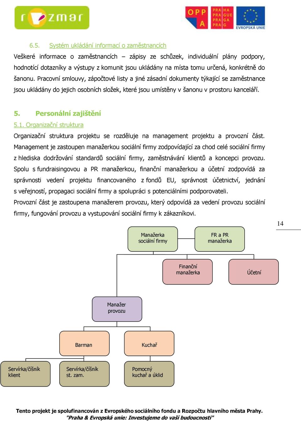 Pracovní smlouvy, zápočtové listy a jiné zásadní dokumenty týkající se zaměstnance jsou ukládány do jejich osobních složek, které jsou umístěny v šanonu v prostoru kanceláří. 5.