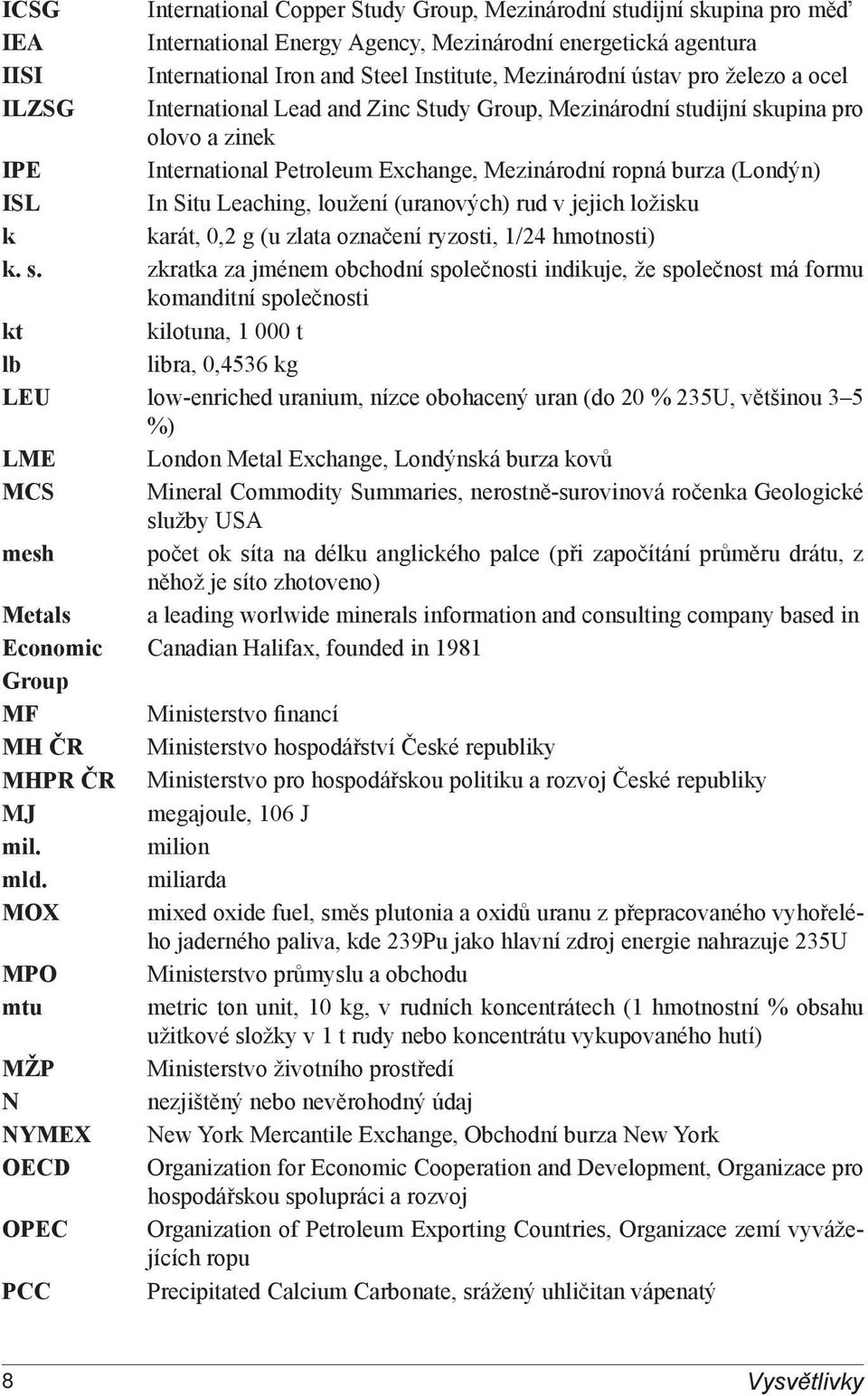 Situ Leaching, loužení (uranových) rud v jejich ložisku k karát, 0,2 g (u zlata označení ryzosti, 1/24 hmotnosti) k. s.