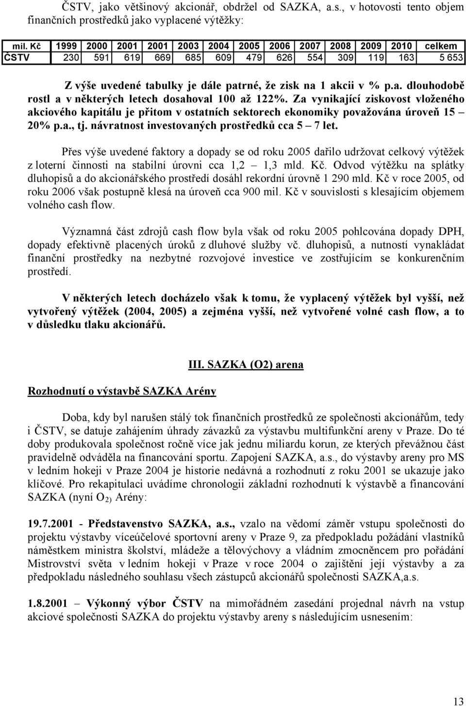 ulky je dále patrné, že zisk na 1 akcii v % p.a. dlouhodobě rostl a v některých letech dosahoval 100 až 122%.