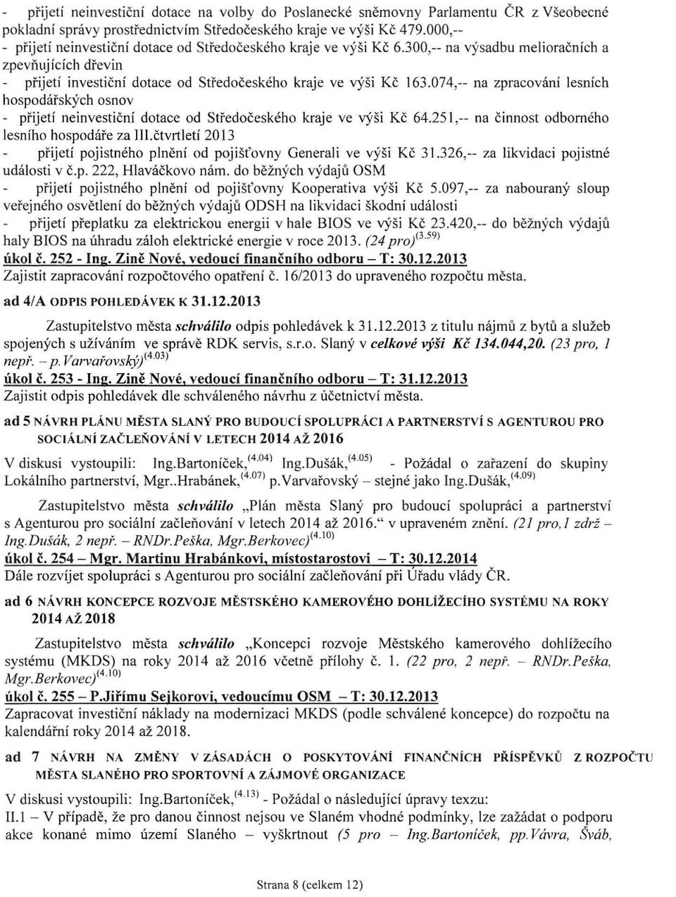 074,-- na zpracování lesních hospodářských osnov - přijetí neinvestiční dotace od Středočeského kraje ve výši Kč 64.251,-- na činnost odborného lesního hospodáře za III.