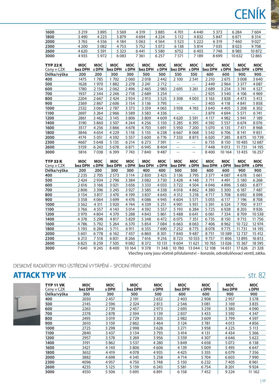 865 TYP 22 K Ceny v CZK bez DPH s DPH bez DPH s DPH bez DPH s DPH bez DPH s DPH bez DPH s DPH bez DPH s DPH Délka/výška 200 200 300 300 500 500 550 550 600 600 900 900 400 1475 1 785 1 702 2 060 2