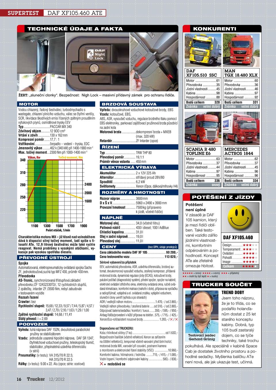 osmiděrové trysky EEV Typ...PACCAR MX 340 Zdvihový objem...12 9OO cm 3 Vrtání x zdvih...130 x 162 mm Kompresní poměr...17,7 : 1 Vstřikování... čerpadlo vedení tryska, EDC Jmenovitý výkon.