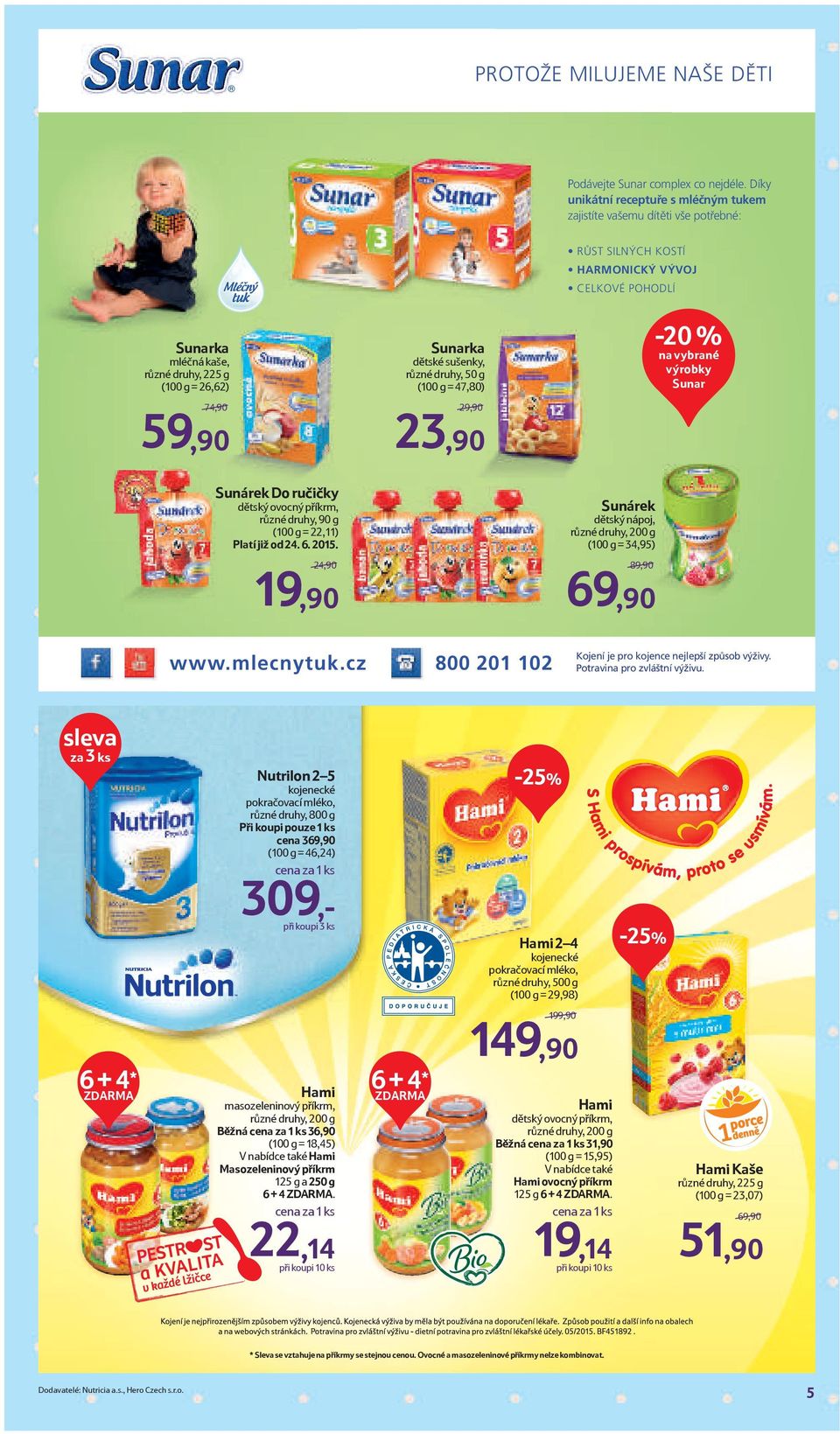 Sunarka dětské sušenky, různé druhy, 50 g (100 g = 47,80) 29,90 23,90-20 % na výrobky Sunar Sunárek Do ručičky dětský ovocný příkrm, různé druhy, 90 g (100 g = 22,11) Platí již od 24. 6. 2015.