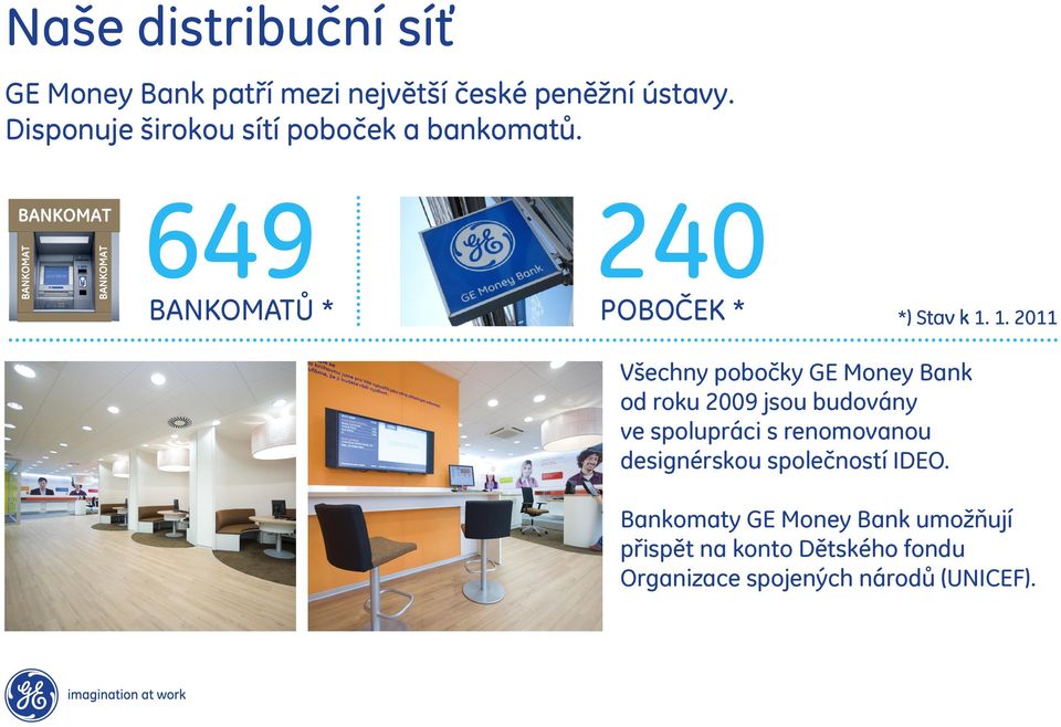 1. 2011 Všechny pobočky GE Money Bank od roku 2009 jsou budovány ve spolupráci s renomovanou