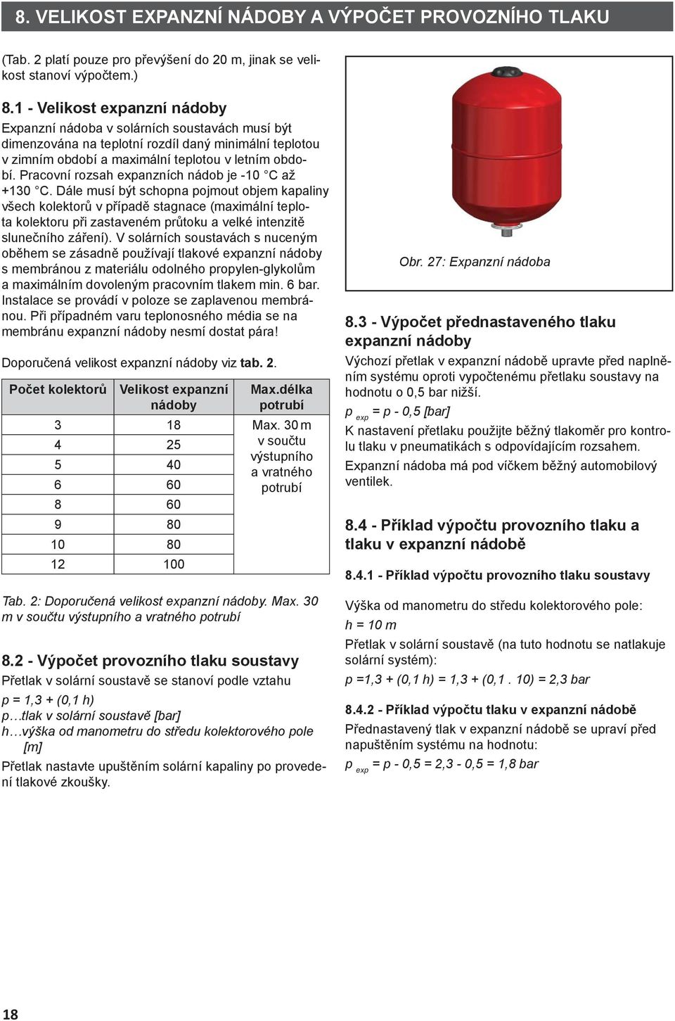 Pracovní rozsah expanzních nádob je -10 C až +130 C.