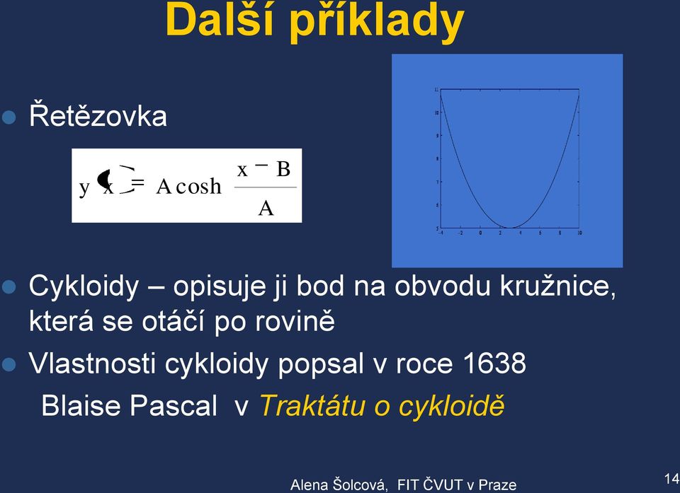 která se otáčí po rovině Vlastnosti cykloidy