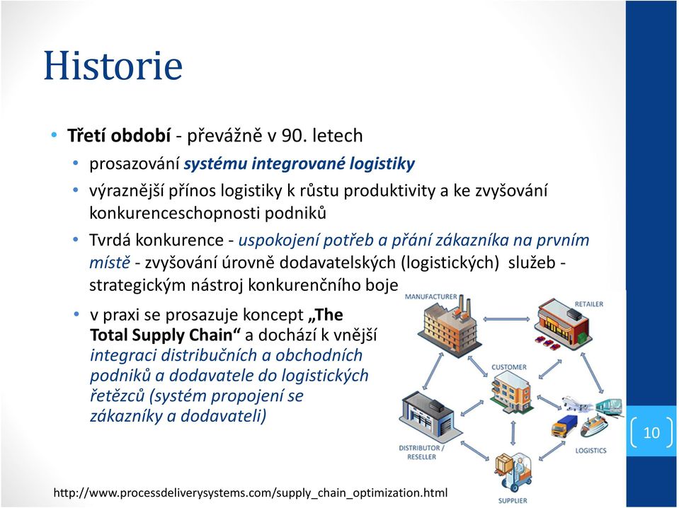 konkurence -uspokojení potřeb a přání zákazníka na prvním místě- zvyšování úrovně dodavatelských (logistických) služeb - strategickým nástroj