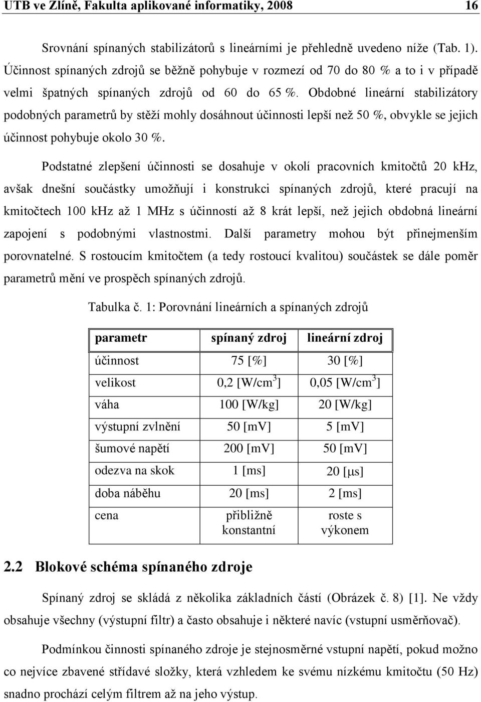 Obdobné lineární stabilizátory podobných parametrů by stěţí mohly dosáhnout účinnosti lepší neţ 50 %, obvykle se jejich účinnost pohybuje okolo 30 %.