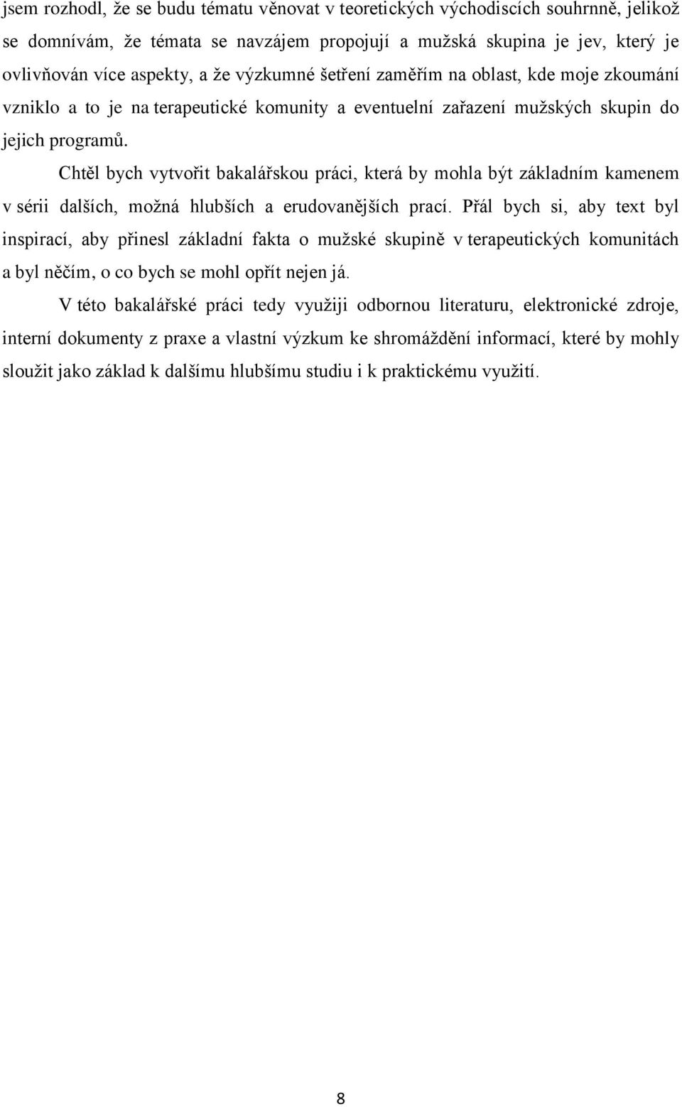 Chtěl bych vytvořit bakalářskou práci, která by mohla být základním kamenem v sérii dalších, možná hlubších a erudovanějších prací.