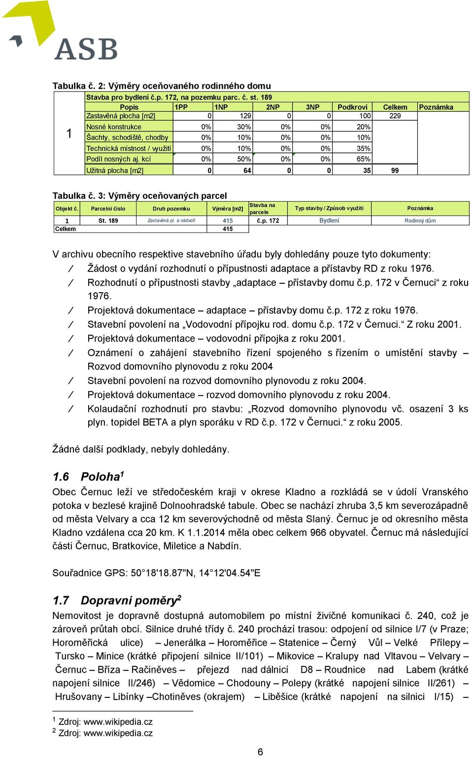 0% 10% 0% 0% 35% Podíl nosných aj. kcí 0% 50% 0% 0% 65% Užitná plocha [m2] 0 64 0 0 35 99 Tabulka č. 3: Výměry oceňovaných parcel Objekt č.