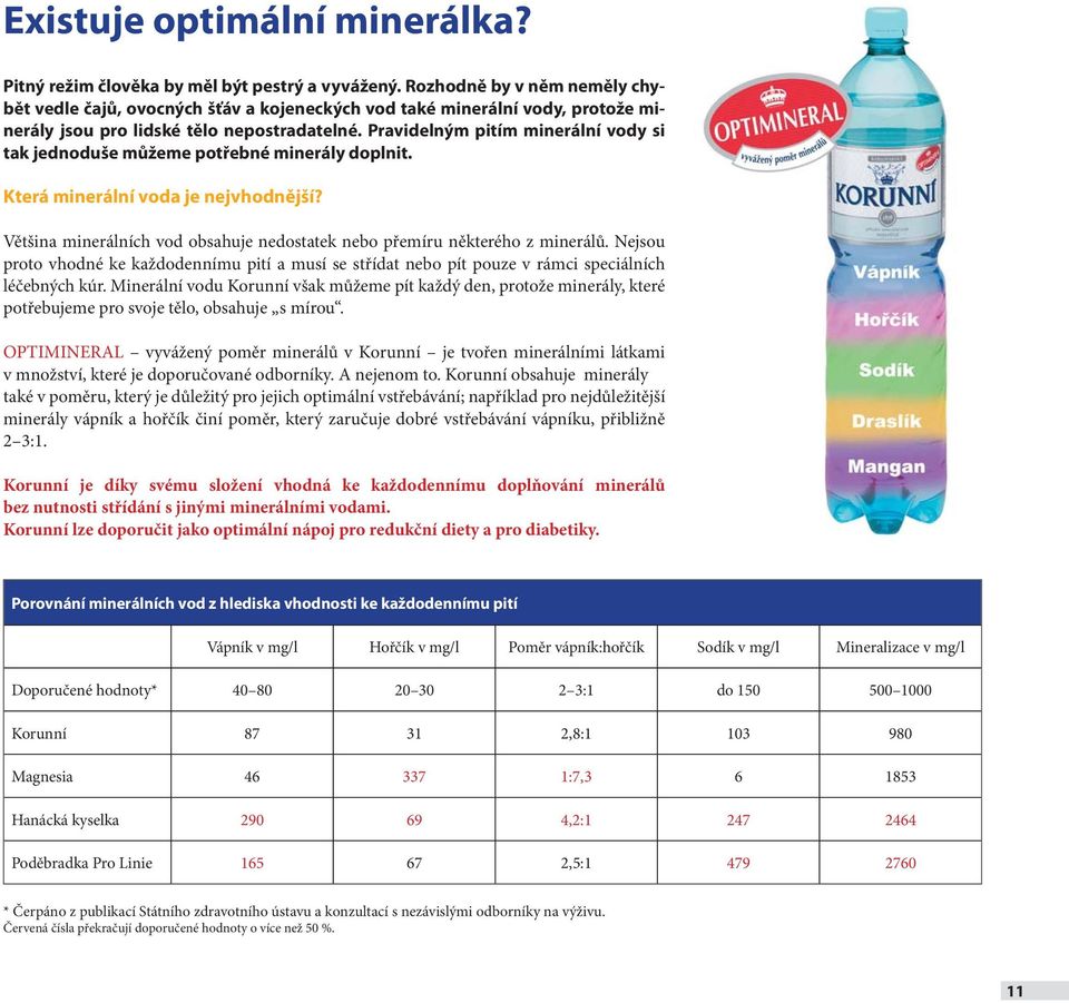 Pravidelným pitím minerální vody si tak jednoduše můžeme potřebné minerály doplnit. Která minerální voda je nejvhodnější? Většina minerálních vod obsahuje nedostatek nebo přemíru některého z minerálů.