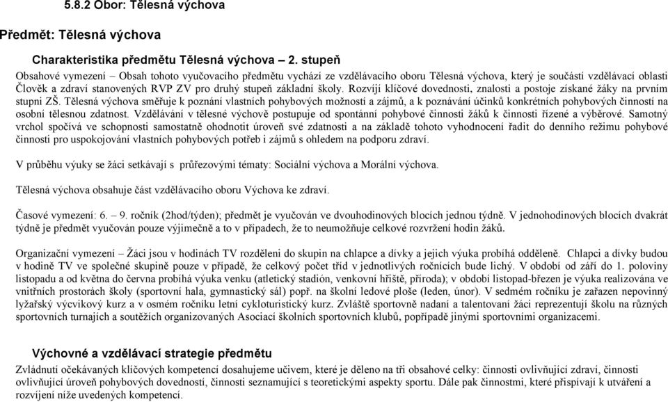 základní školy. Rozvíjí klíčové dovednosti, znalosti a postoje získané žáky na prvním stupni ZŠ.