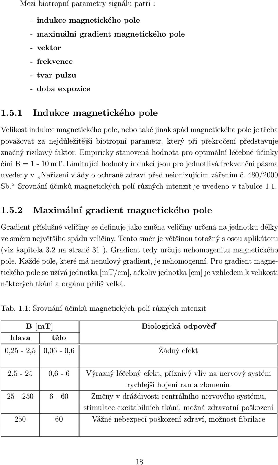 rizikový faktor. Empiricky stanovená hodnota pro optimální léčebné účinky činí B = 1-10 mt.