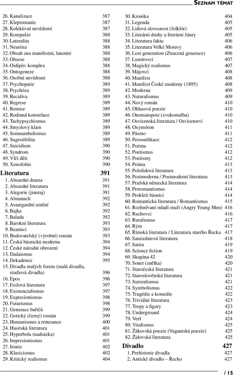 Somnambulismus 389 46. Sugestibilita 389 47. Suicidium 390 48. Syndrom 390 49. Vlčí děti 390 50. Xenofobie 390 Literatura 391 1. Absurdní drama 391 2. Absurdní literatura 391 3.