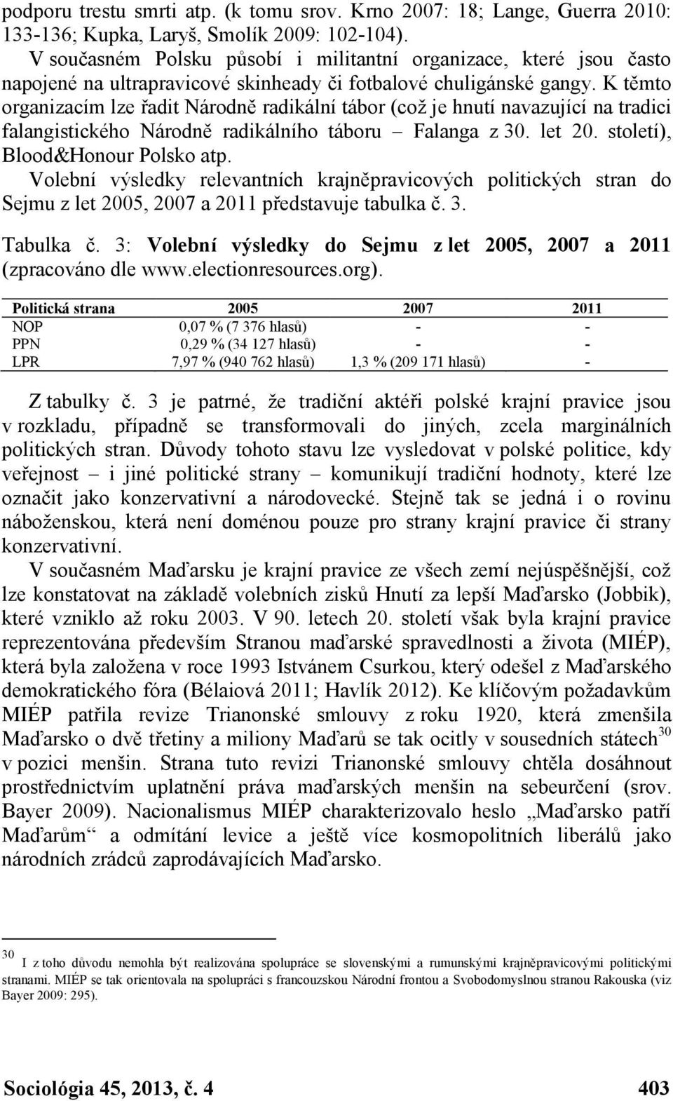 K těmto organizacím lze řadit Národně radikální tábor (což je hnutí navazující na tradici falangistického Národně radikálního táboru Falanga z 30. let 20. století), Blood&Honour Polsko atp.