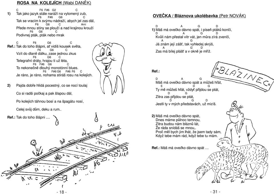 blues. F6 F#6 6 F#6 F6 Je ráno, je ráno, nohama stíráš rosu na kolejích.