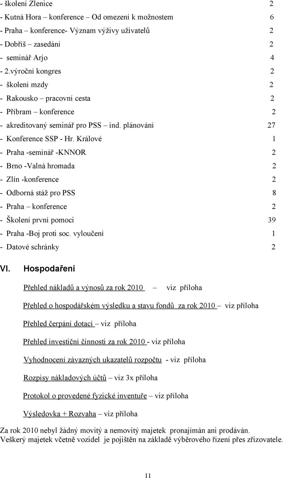 Králové 1 - Praha -seminář -KNNOR 2 - Brno -Valná hromada 2 - Zlín -konference 2 - Odborná stáž pro PSS 8 - Praha konference 2 - Školení první pomoci 39 - Praha -Boj proti soc.