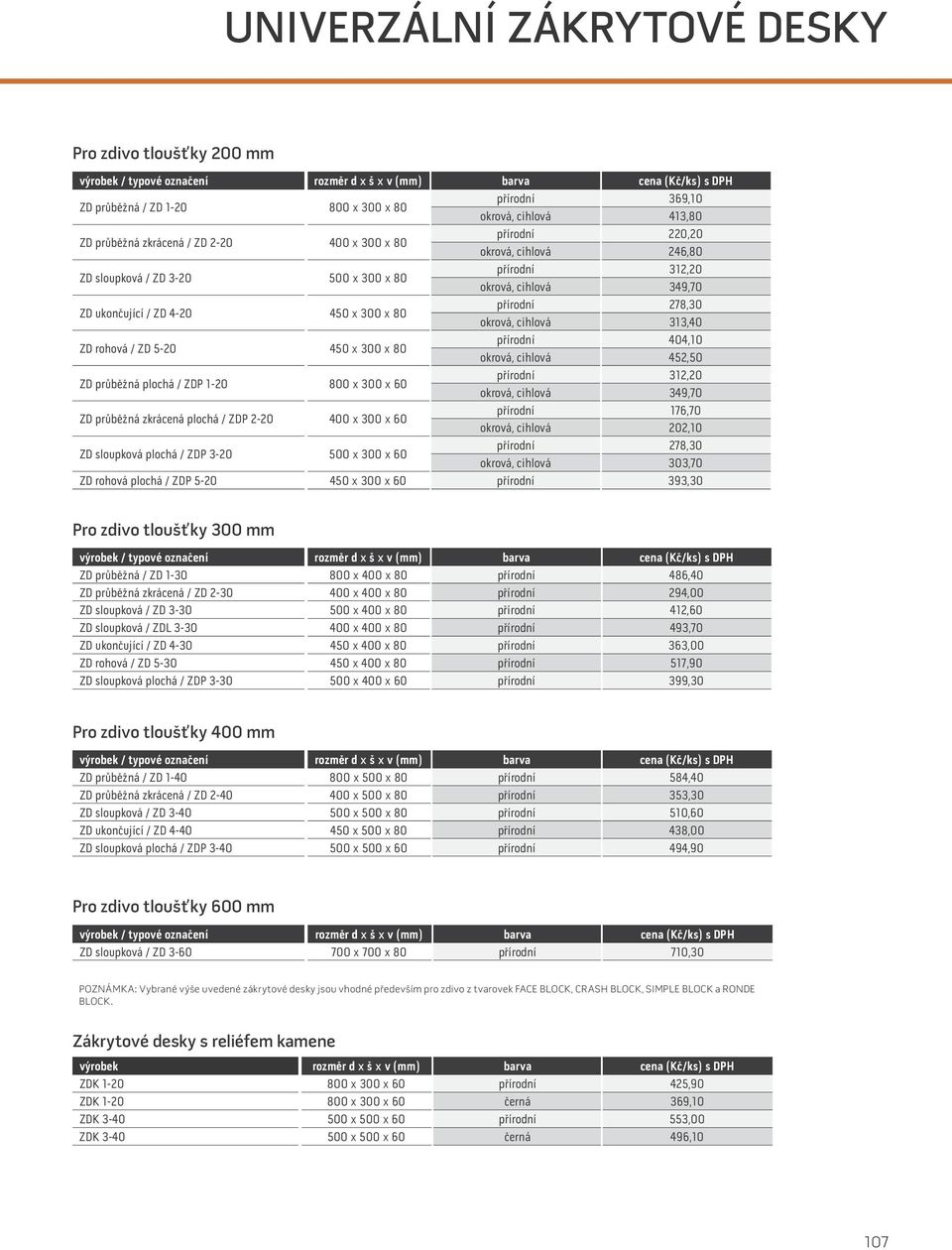 rohová / ZD 5-20 450 80 přírodní 404,10 okrová, cihlová 452,50 ZD průběžná plochá / ZDP 1-20 800 60 přírodní 312,20 okrová, cihlová 349,70 ZD průběžná zkrácená plochá / ZDP 2-20 60 přírodní 176,70