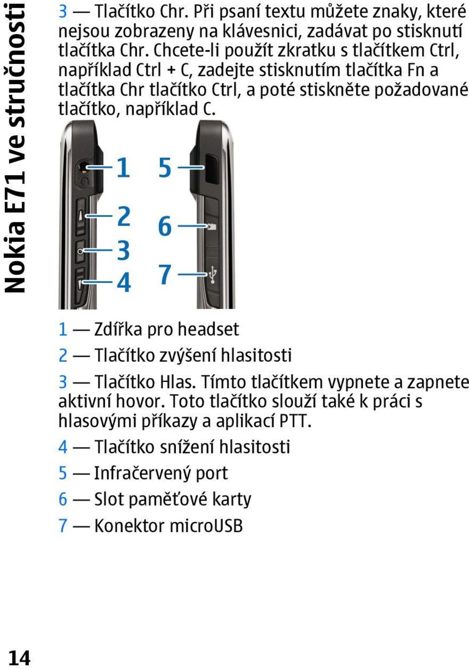 požadované tlačítko, například C. 1 Zdířka pro headset 2 Tlačítko zvýšení hlasitosti 3 Tlačítko Hlas. Tímto tlačítkem vypnete a zapnete aktivní hovor.