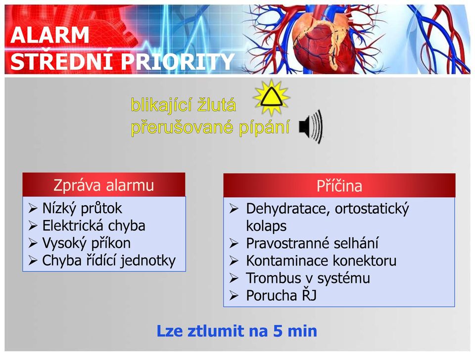 Příčina Dehydratace, ortostatický kolaps Pravostranné