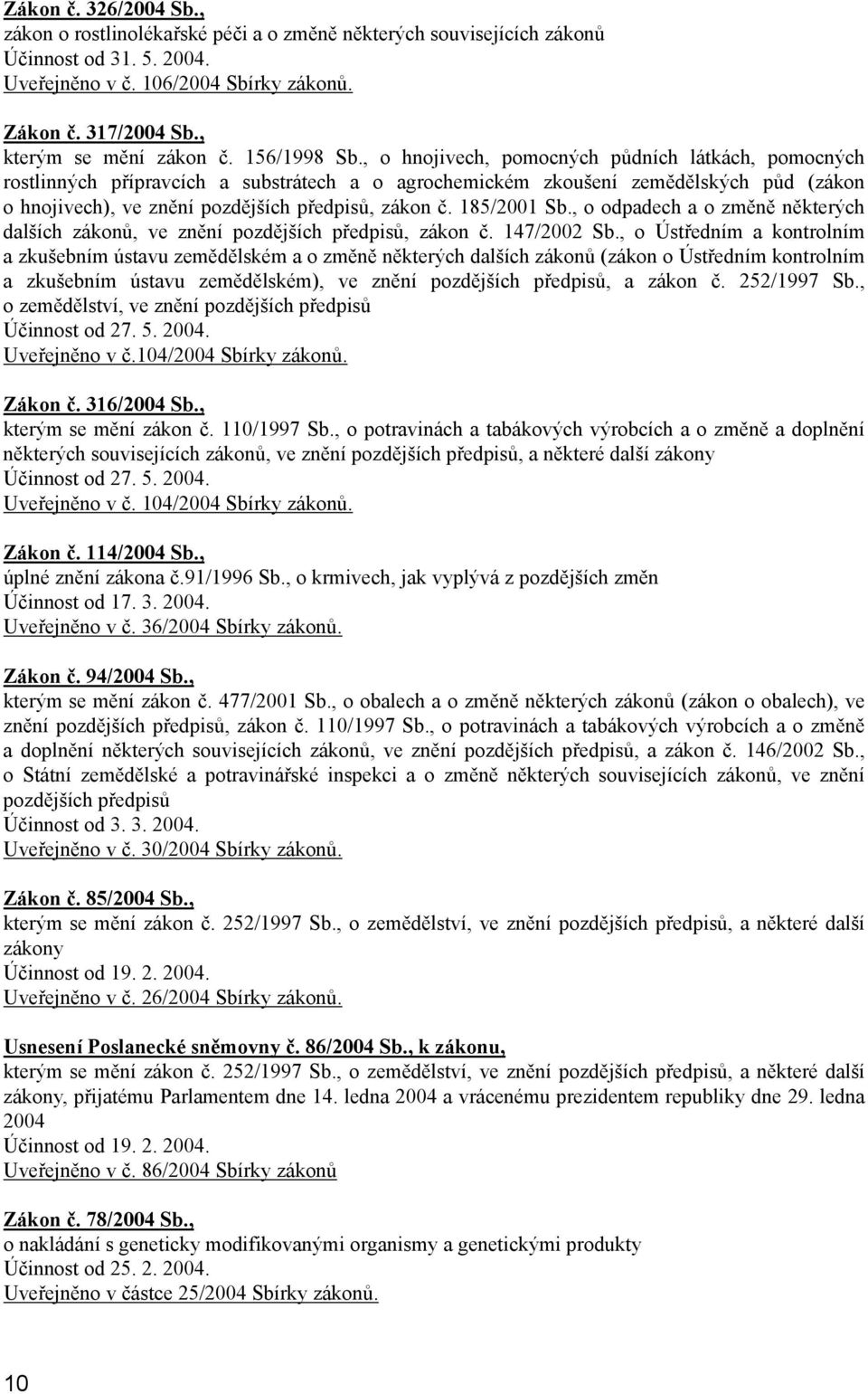 , o hnojivech, pomocných půdních látkách, pomocných rostlinných přípravcích a substrátech a o agrochemickém zkoušení zemědělských půd (zákon o hnojivech), ve znění pozdějších předpisů, zákon č.