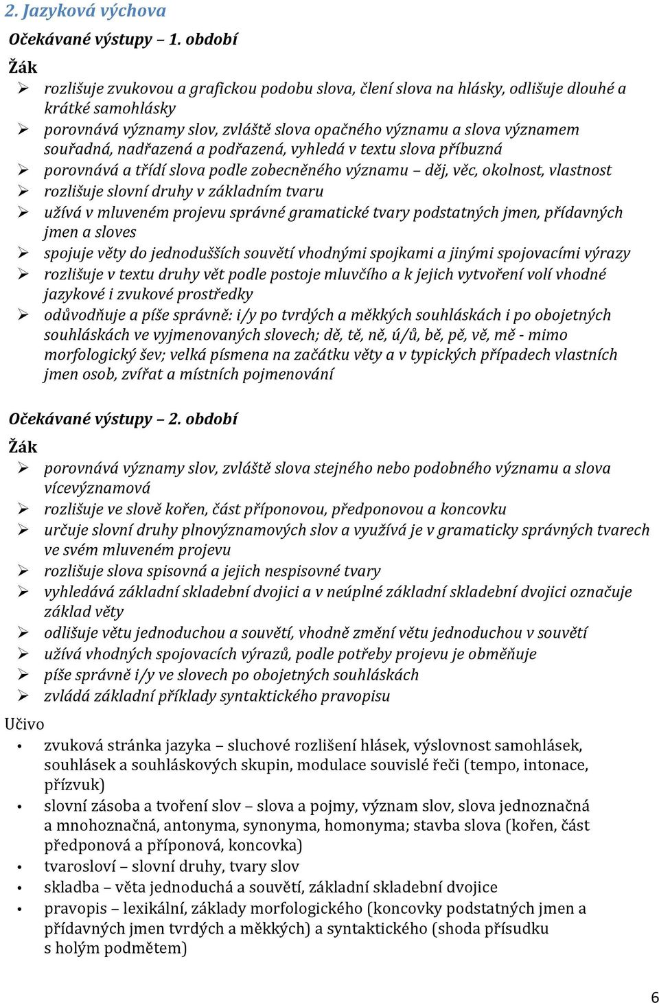 nadřazená a podřazená, vyhledá v textu slova příbuzná porovnává a třídí slova podle zobecněného významu děj, věc, okolnost, vlastnost rozlišuje slovní druhy v základním tvaru užívá v mluveném projevu