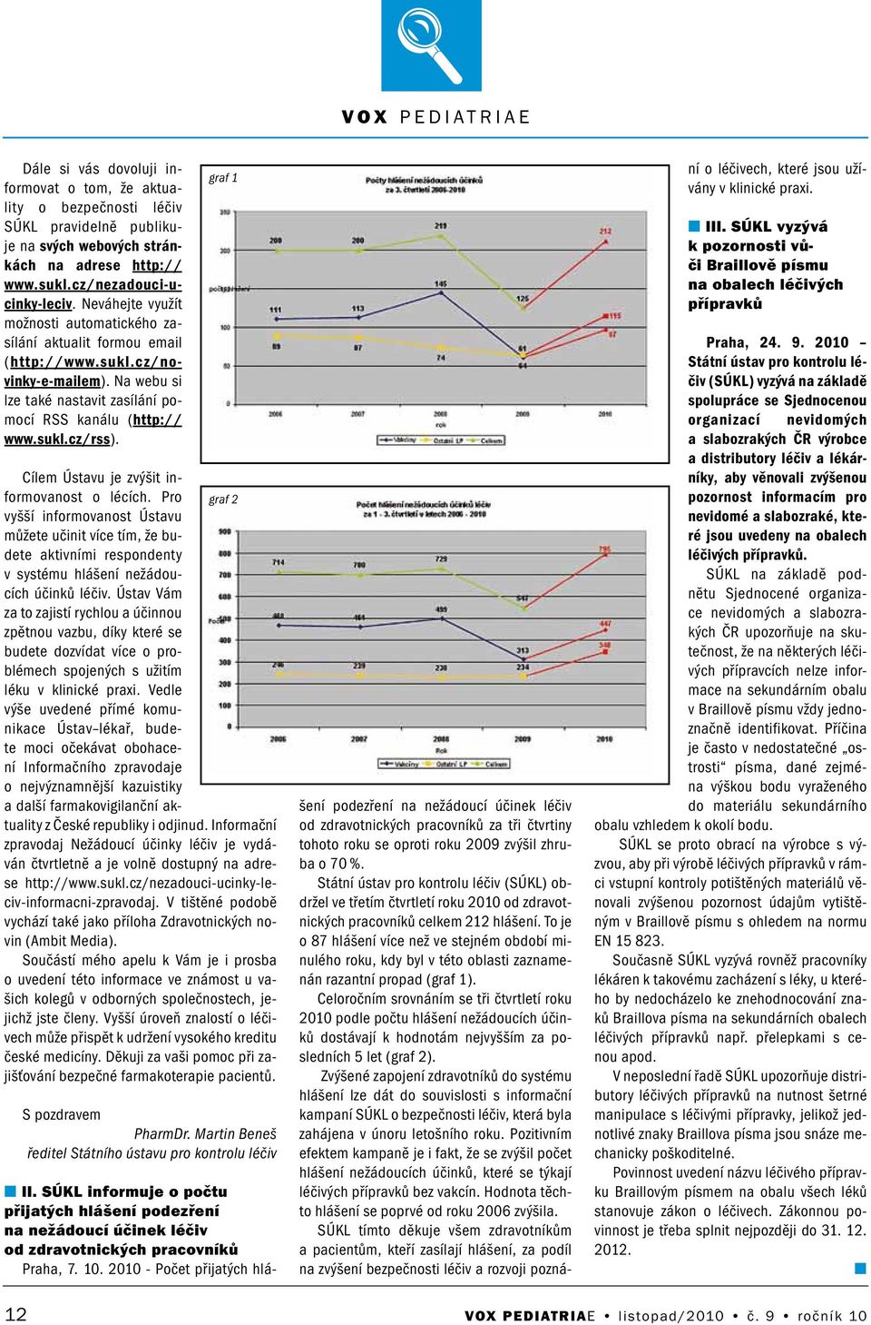 graf 1 Cílem Ústavu je zvýšit iformovaost o lécích. Pro graf 2 vyšší iformovaost Ústavu můžete učiit více tím, že budete aktivími respodety v systému hlášeí ežádoucích účiků léčiv.